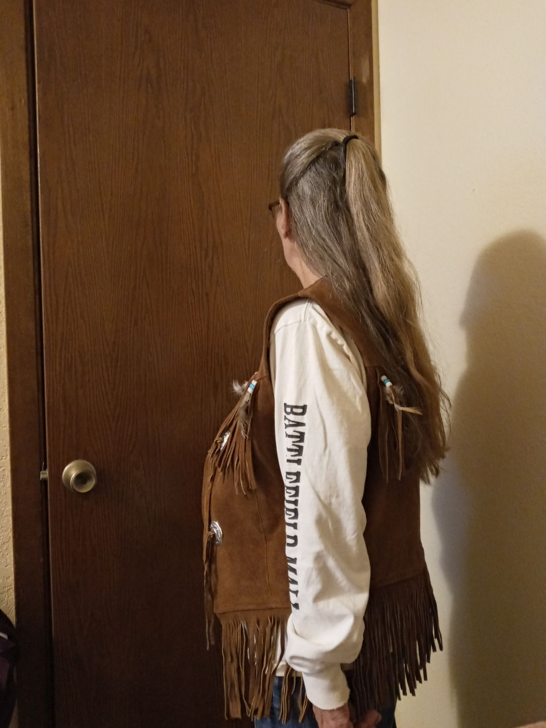 Customer photo review of Hippie Leather Fringe Vest