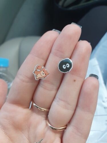 Customer photo review of Shiba Inu Earrings