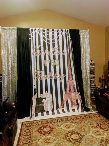 Customer photo review of Chanel Backdrop Coco Chanel Inspired Eiffel Tower 16th Birthday Party Decoration Banner