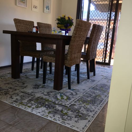Customer photo review of Multi Chevron Rug Light Blue Green