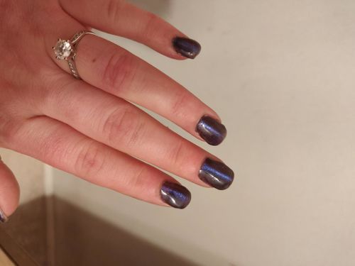 Customer photo review of Moissanite classic six prong sterling silver wedding ring with Side Stones Promise Bridal Ring