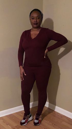 Customer photo review of Chill Vibes L/S Set (Burgundy)
