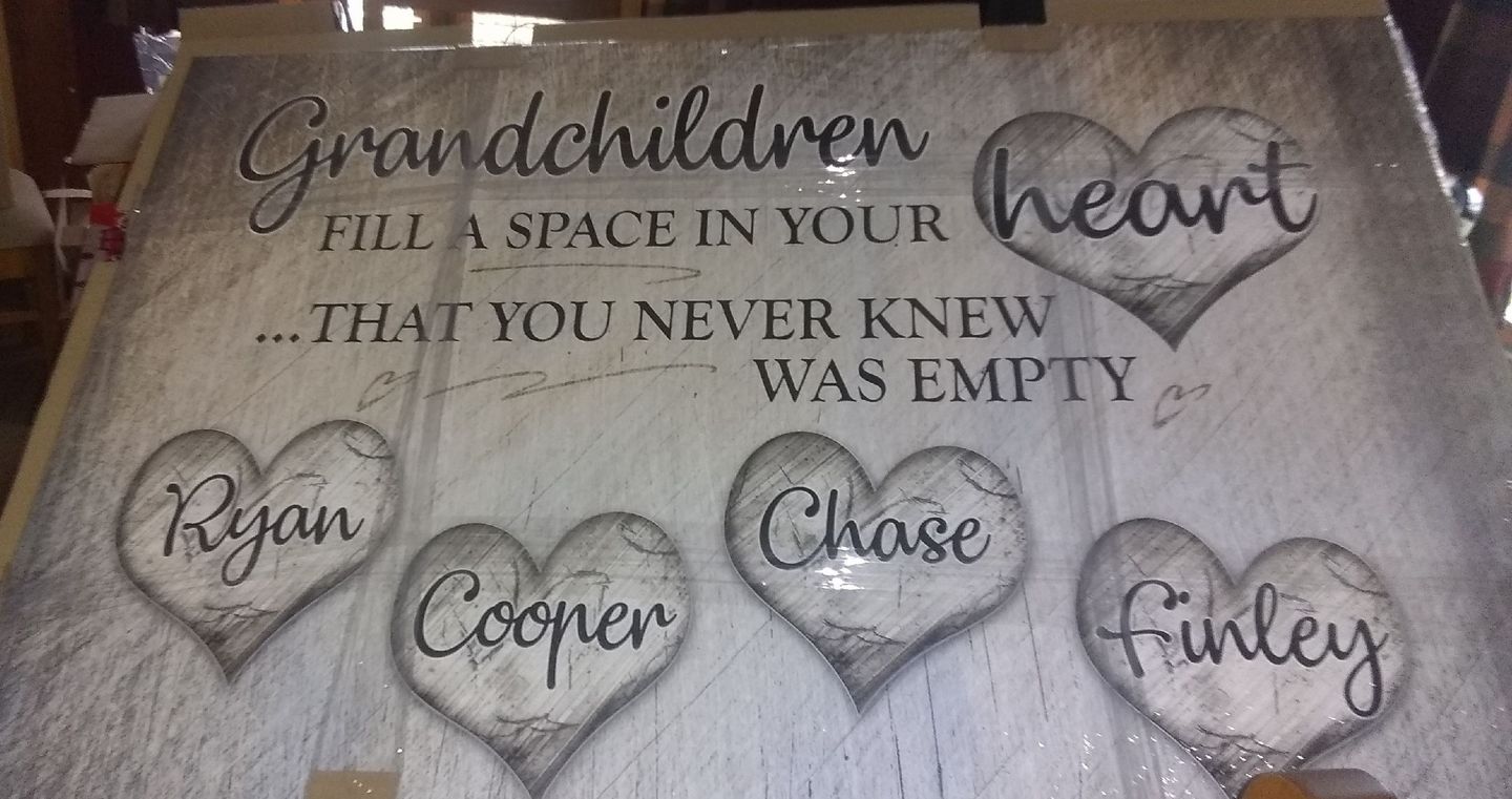 Customer photo review of Personalized "Grandchildren Fill A Space In Your Heart" Premium Canvas