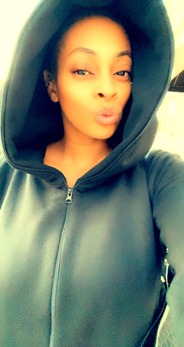 Customer photo review of Black Warm Oversized Quilted Hoodie Sweatshirt  with Long Sleeves and Front Zipper