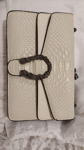 Customer photo review of Femni Vegan Alligator Crossbody Bag (Beige)