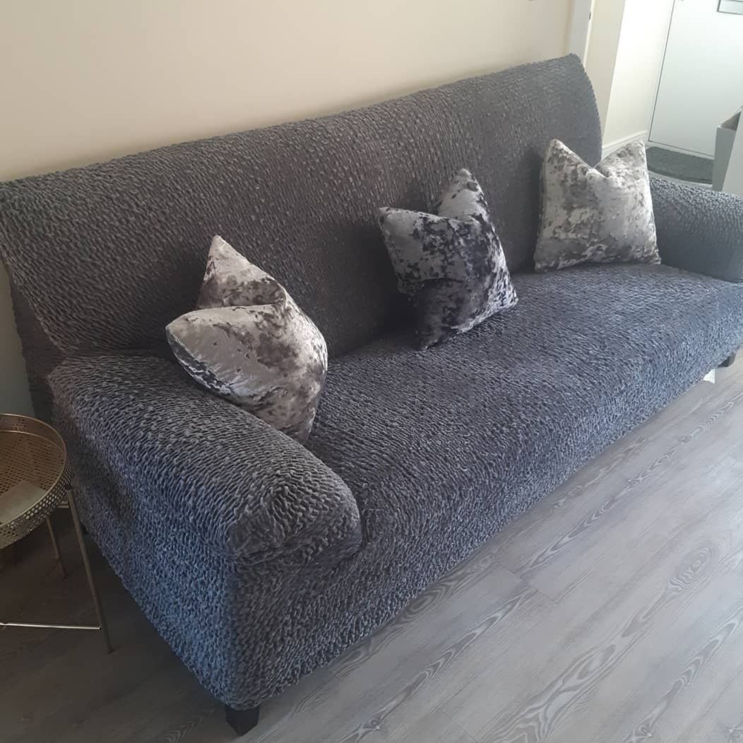 Customer photo review of 3 Seater Sofa Cover - Grey, Velvet Collection