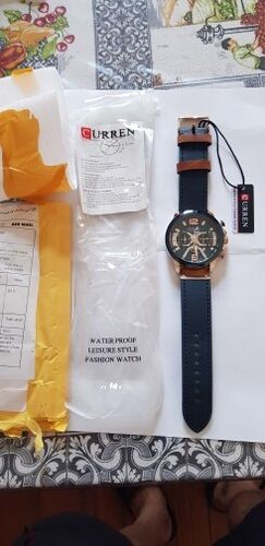 Customer photo review of Montre de luxe style sport avec bracelet cuir et chronomètre
