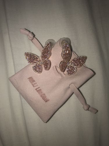 Customer photo review of Pink Flutter Studs