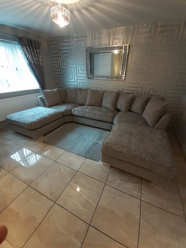 Customer photo review of BISHOP LUXE CHENILLE U-SHAPE CORNER SOFA - SILVER FOX