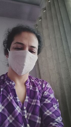 Customer photo review of Forest & Meadows Triple Layered Cotton Linen Mask - Pack of 5