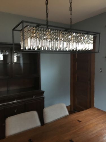 Customer photo review of Mid-Century Modern Rectangle Crystal Island Chandelier