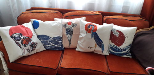 Customer photo review of Housse de Coussin Style Japonais - Héron