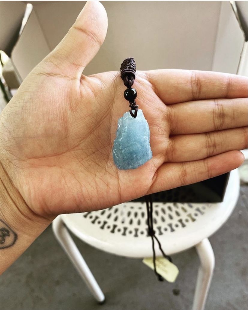 Customer photo review of Breathing Aquamarine Pendant