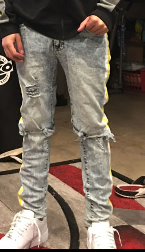 Customer photo review of Side Paint Stripe Track Denim Snow - Gold (ZCM4700D)