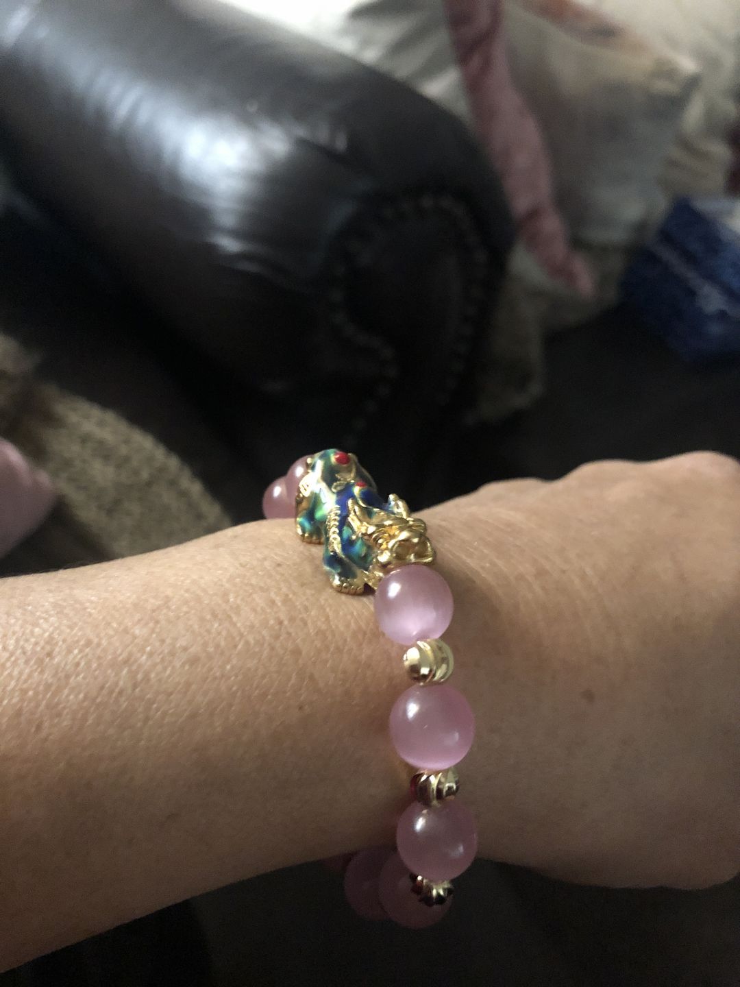 Customer photo review of Wealth Pixiu Charm in Natural Amethyst Bracelet