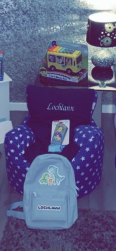 Customer photo review of Personalised Royal Star And Navy Bean Bag Chair