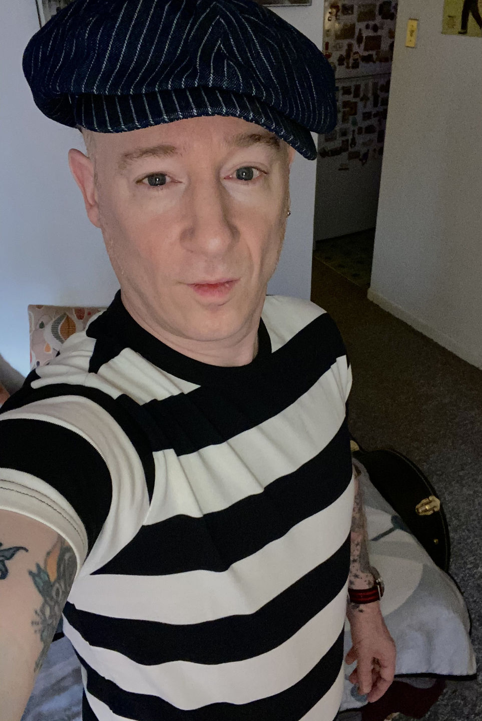 Customer photo review of Heavyweight Cotton Wide Striped T-Shirt - Black/White