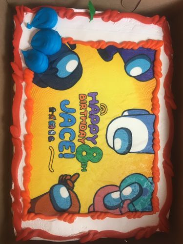 Customer photo review of Among Us Cake Topper