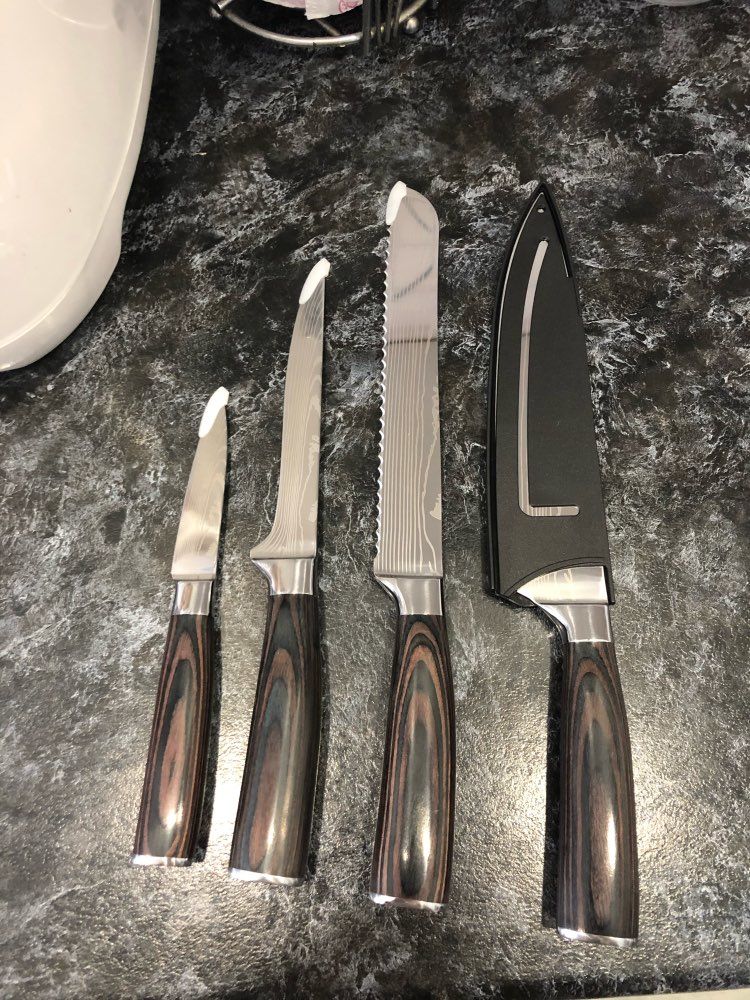 Customer photo review of Imperial Collection — Japanese High-Carbon Steel Knife Set with Damascus Pattern