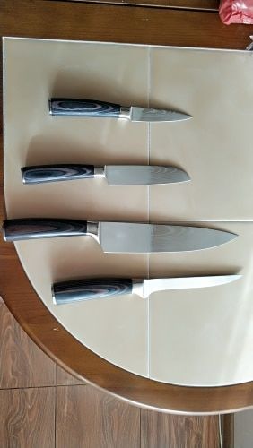 Customer photo review of Imperial Collection — Japanese High-Carbon Steel Knife Set with Damascus Pattern