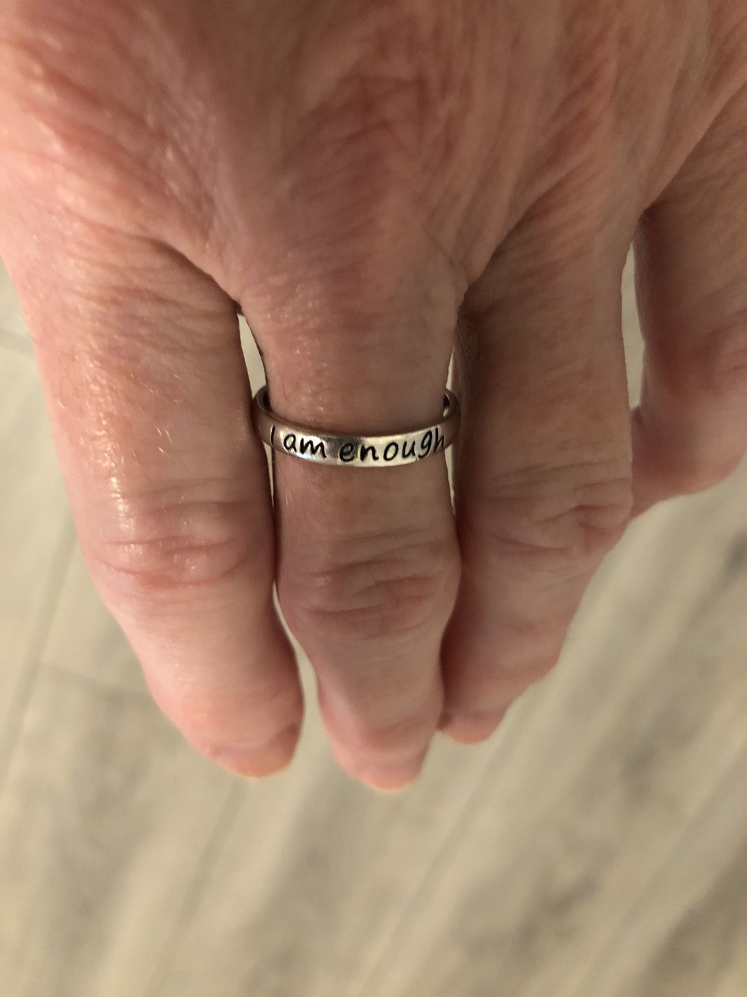 Customer photo review of 925 Sterling Silver 'I Am Enough' Ring