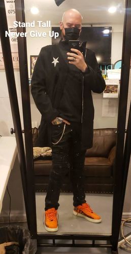 Customer photo review of FASHION ENGINEERED DENIM PANTS WITH CHAIN - UNION BLACK