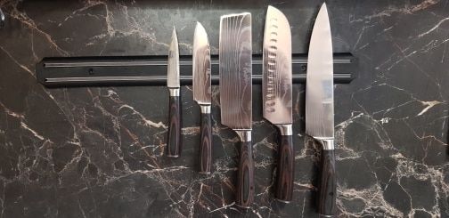 Customer photo review of Imperial Collection — Japanese High-Carbon Steel Knife Set with Damascus Pattern