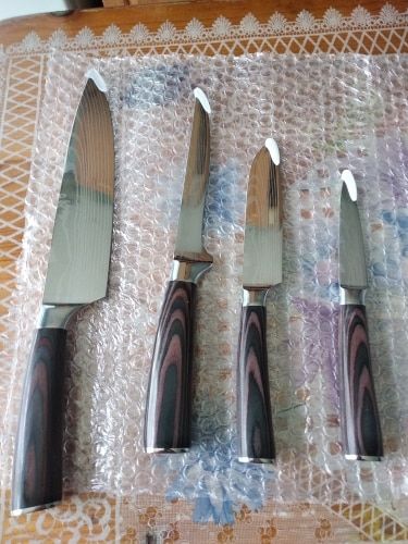 Customer photo review of Imperial Collection — Japanese High-Carbon Steel Knife Set with Damascus Pattern