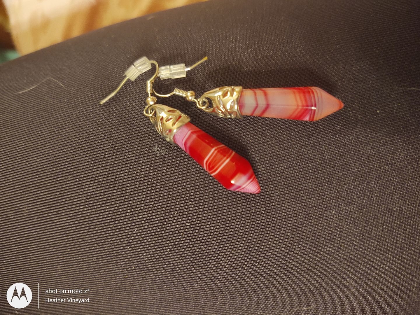 Customer photo review of Hexagonal Harmony Earrings