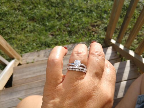 Customer photo review of Louily Stackable Art Deco Half Eternity 0.6 Ct Marquise Cut Women's Wedding Band Set In Sterling Silver