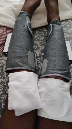 Customer photo review of Wireless Rechargeable Air Compression Leg Massager with Heat
