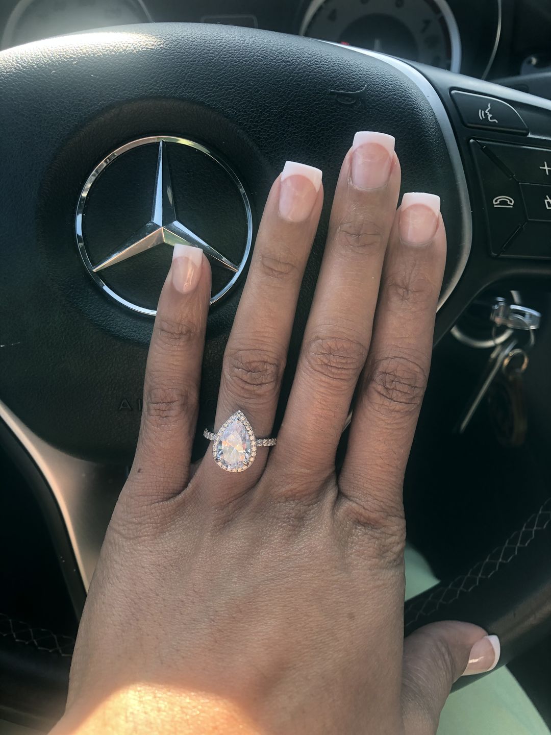 Customer photo review of S925 Halo 2.2Carat Pear Cut Engagement Ring In Sterling Silver Everyday Wearable Ring