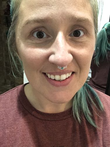 Customer photo review of Lacey Opal Filigree Bendable Hoop Ring