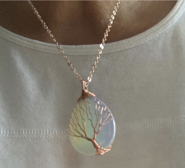Customer photo review of Handmade Tree Of Life Opalite Necklace