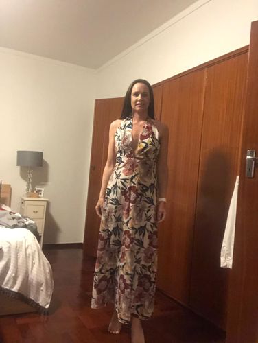 Customer photo review of Floral Backless Maxi Dress