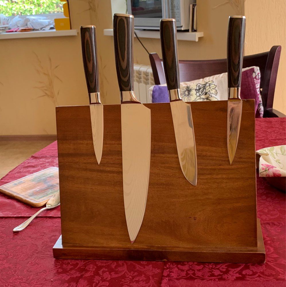 Customer photo review of Acacia Hardwood Magnetic Knife Block