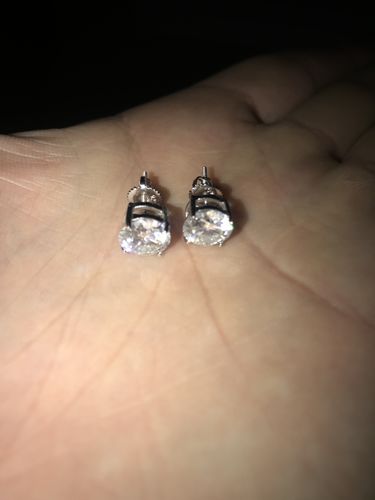 Customer photo review of VVS Moissanite Solitaire Stud Earrings