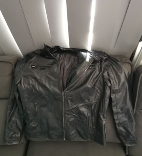 Customer photo review of Vintage Leather Bomber Jacket