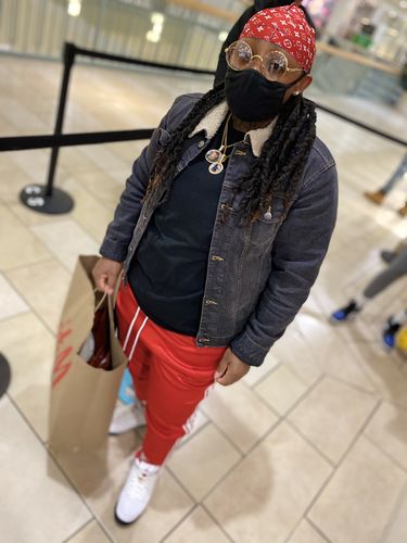 Customer photo review of Premium Triple Stripe Track Pants Red - White (ZCM4841)