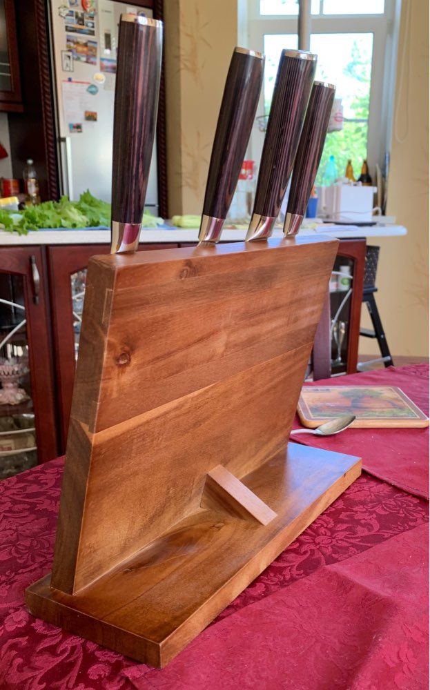 Customer photo review of Acacia Hardwood Magnetic Knife Block