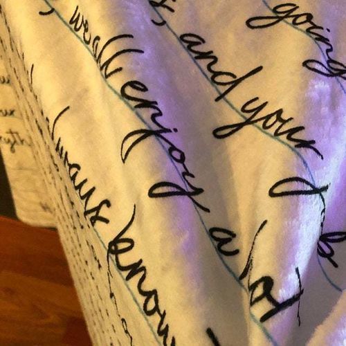 Customer photo review of PERSONALIZED FAMILY LOVE LETTER BLANKET GIFT