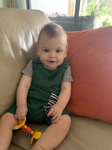 Customer photo review of Logan Summer Romper | Green
