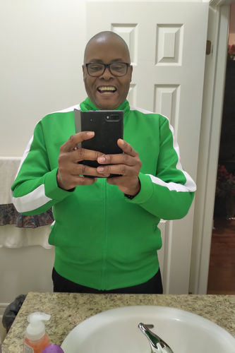 Customer photo review of Solid One Stripe Track Jacket Kelly Green - White (100-502)