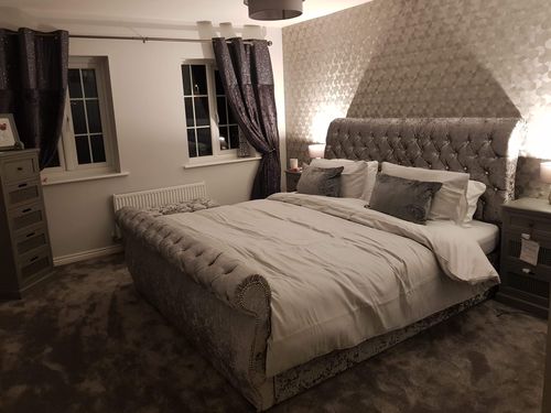 Customer photo review of Steel Plush Colorado Swan Sleigh Chesterfield Bed Frame