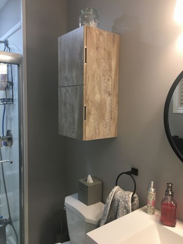 Customer photo review of Bliss, Maple Grey Bathroom Storage Cabinet with two compartments