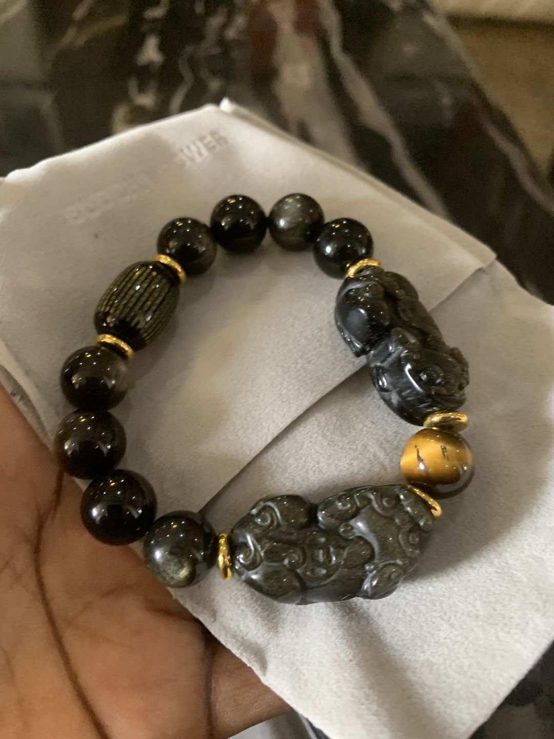 Customer photo review of Natural Gold Obsidian Double Pi Yao Wealth Bracelet