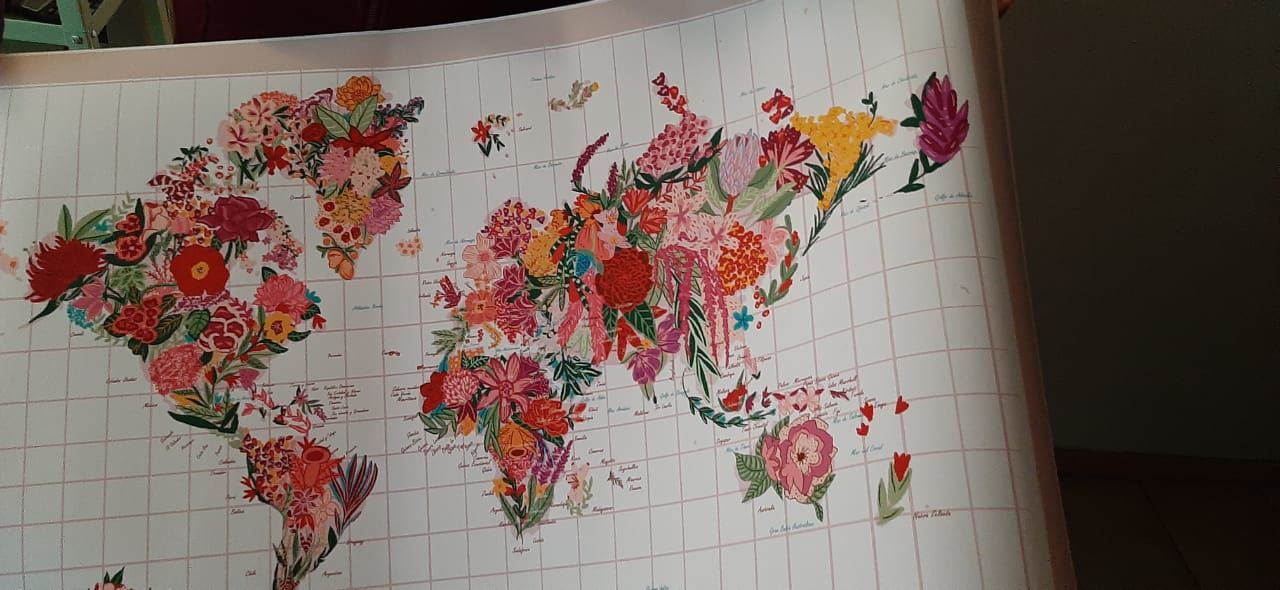 Customer photo review of Mapa Mundi de Flores - Lámina