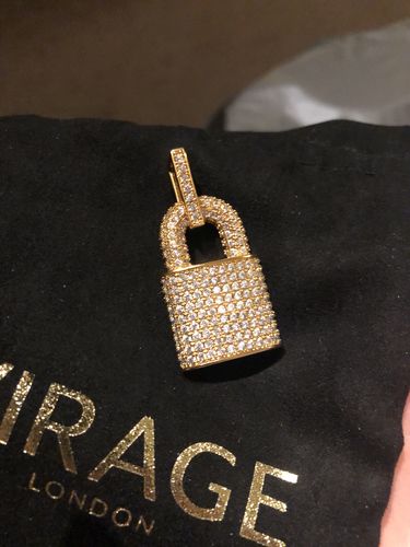 Customer photo review of Iced Padlock Pendant | Gold