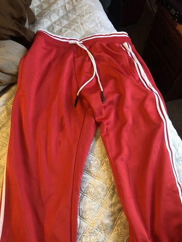 Customer photo review of Premium Triple Stripe Track Pants Red - White (ZCM4841)