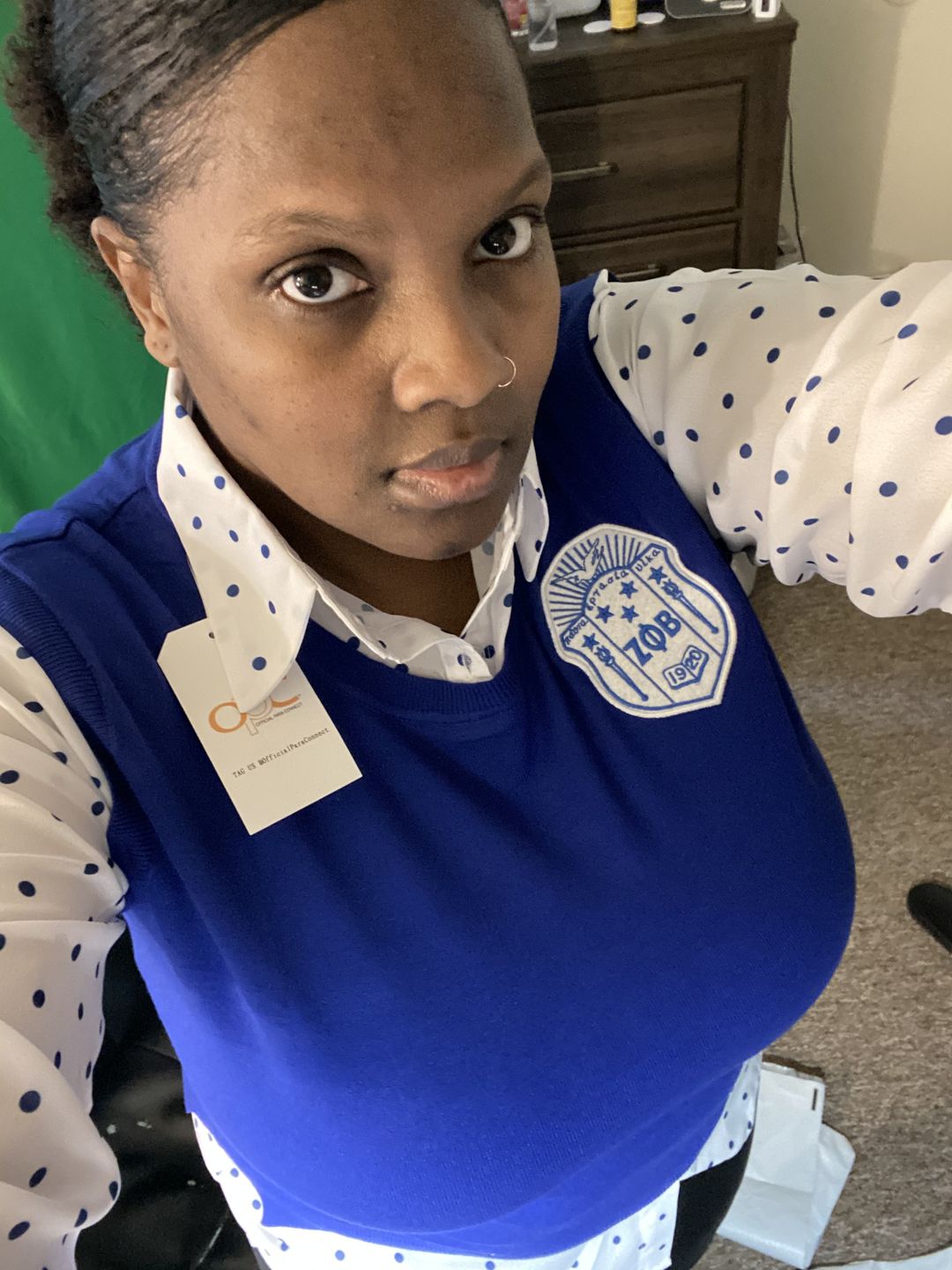 Customer photo review of Polka Dot Chiffon Sweater - Royal